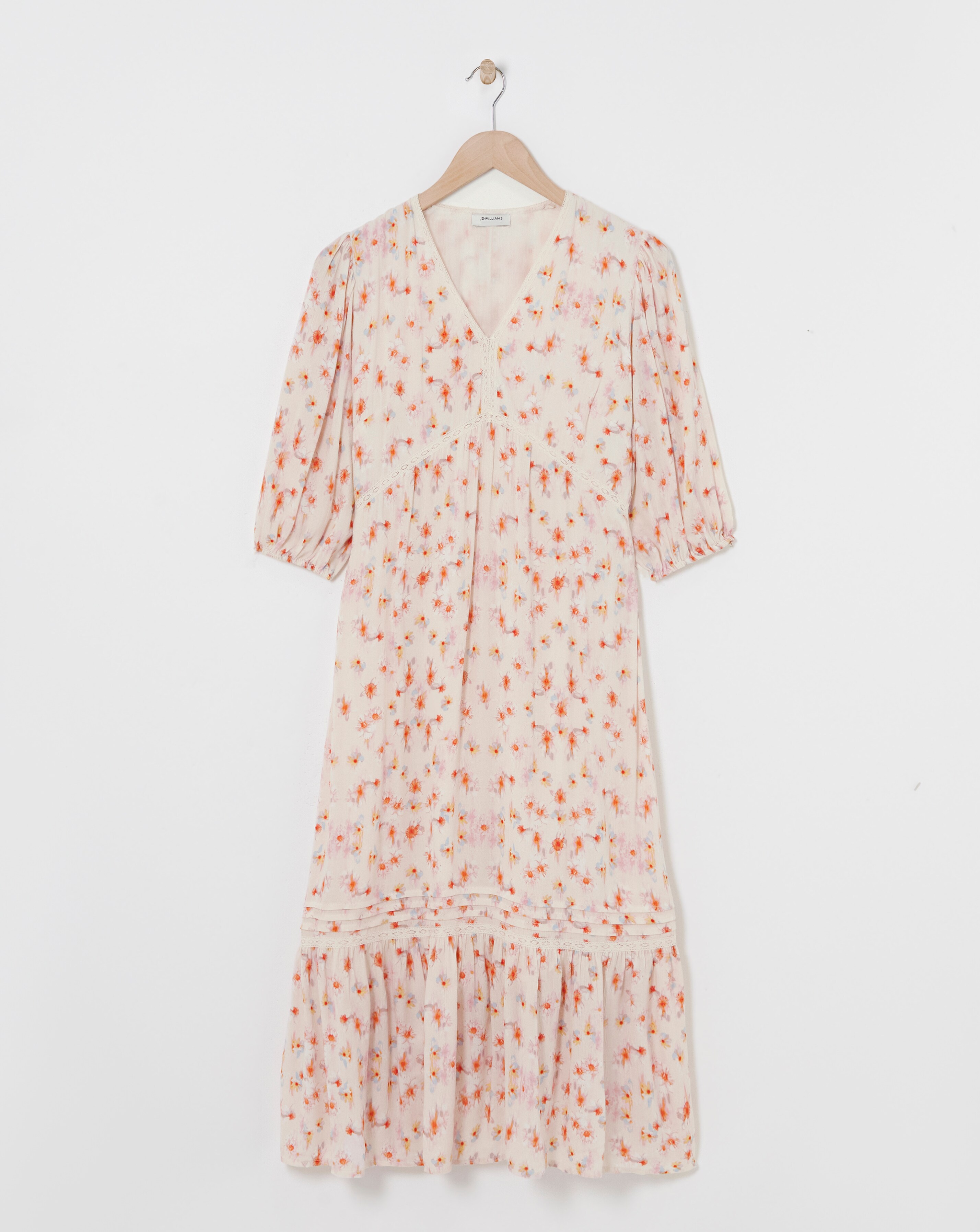 Crinkle Tea Dress With Crochet Trim