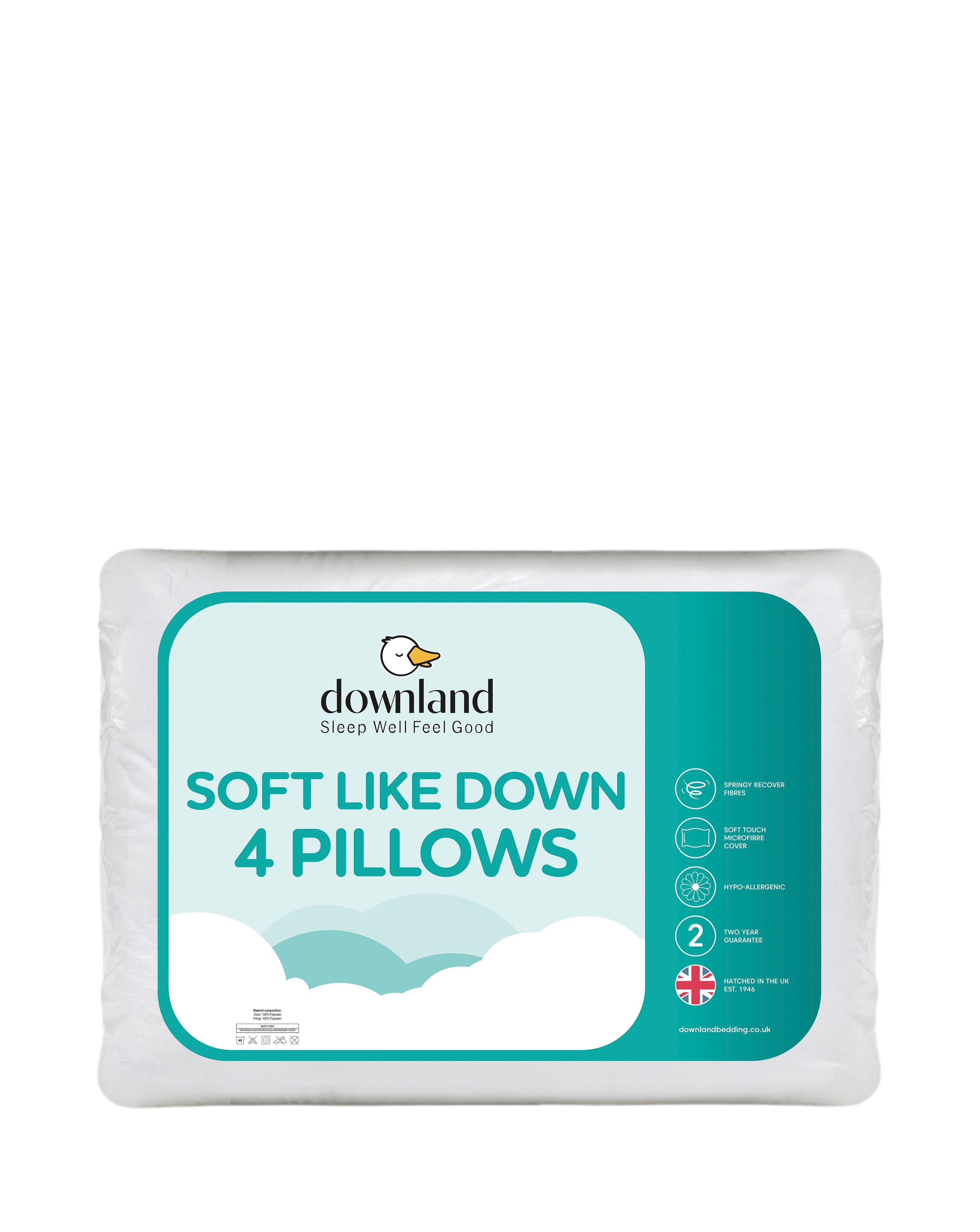Downland Soft Like Down 4 Pack Pillows