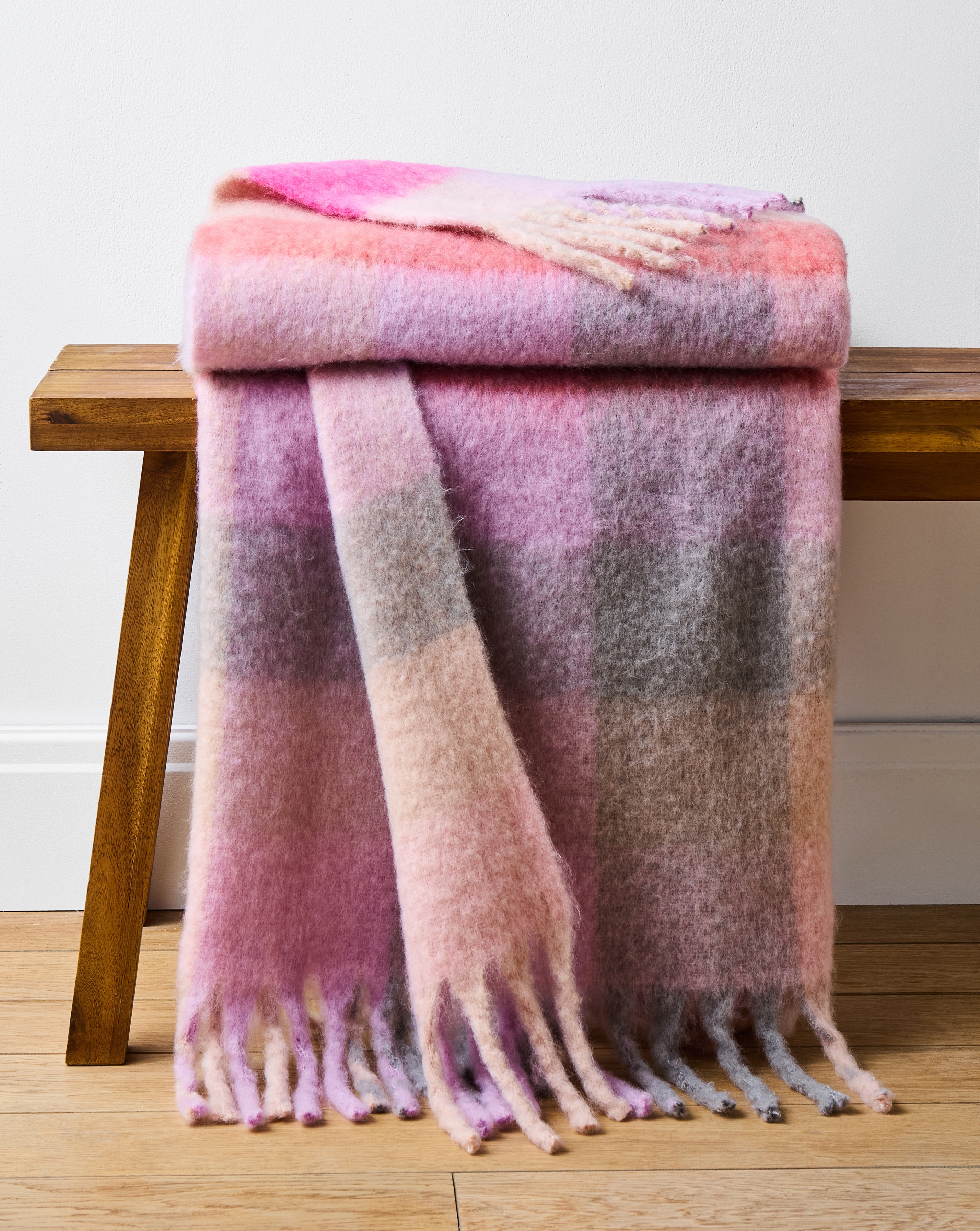 Mila Check Faux Mohair Throw
