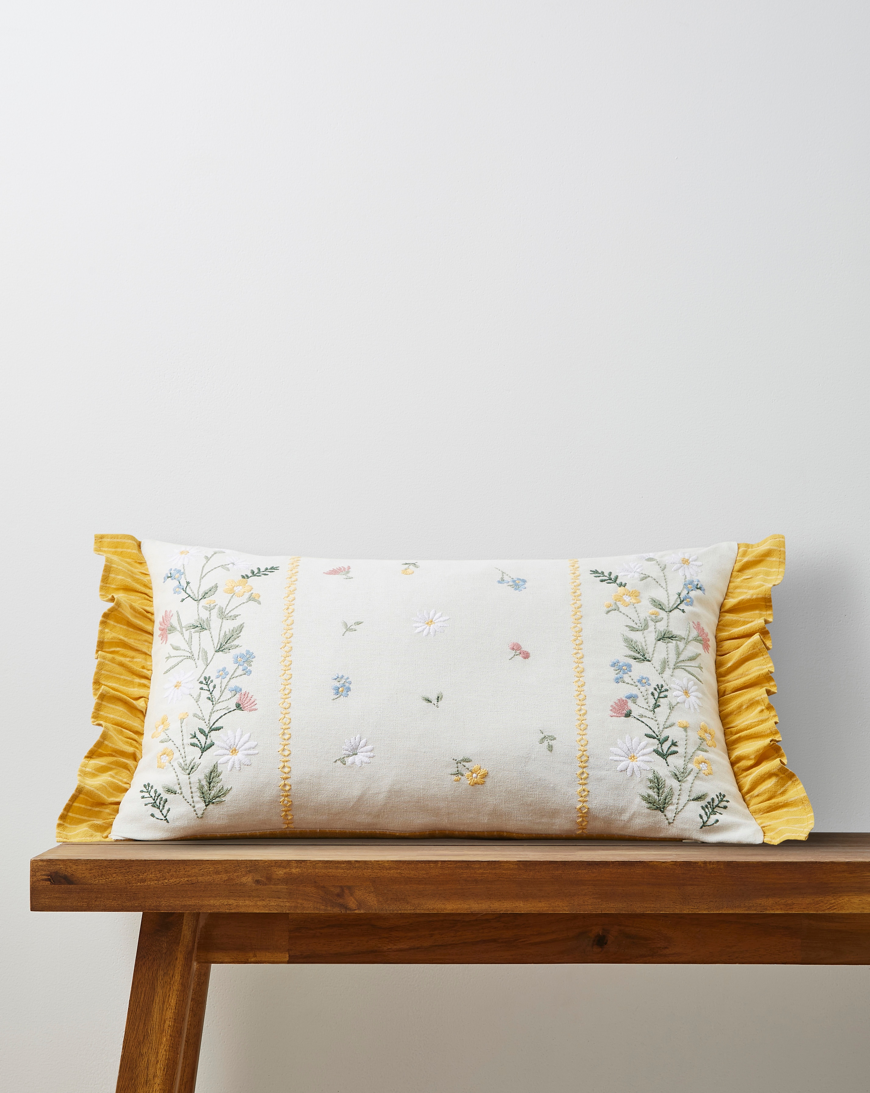 Olivia Floral Ruffle Boudoir Cushion