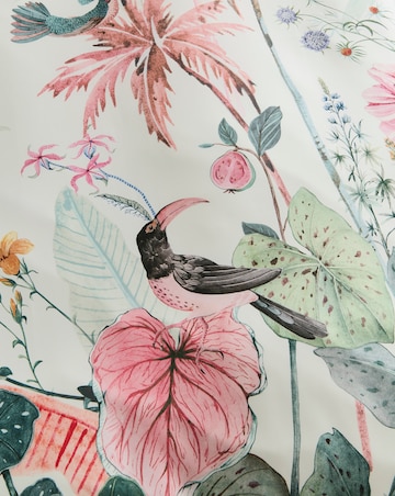 Tropical Floral Bird Satin Duvet Cover Set