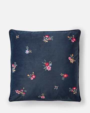 Floral Embroidered Velvet Cushion