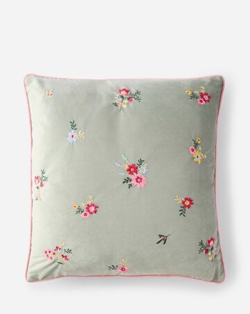 Floral Embroidered Velvet Cushion