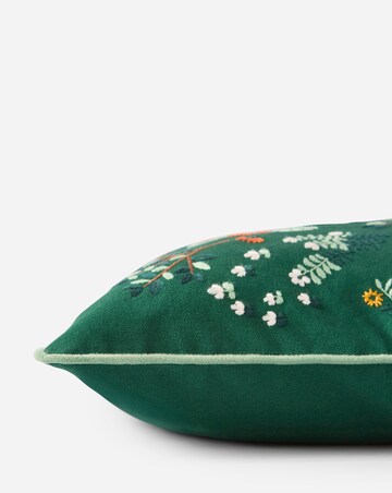 Forest Friends Embroidered Cushion - Forest Green