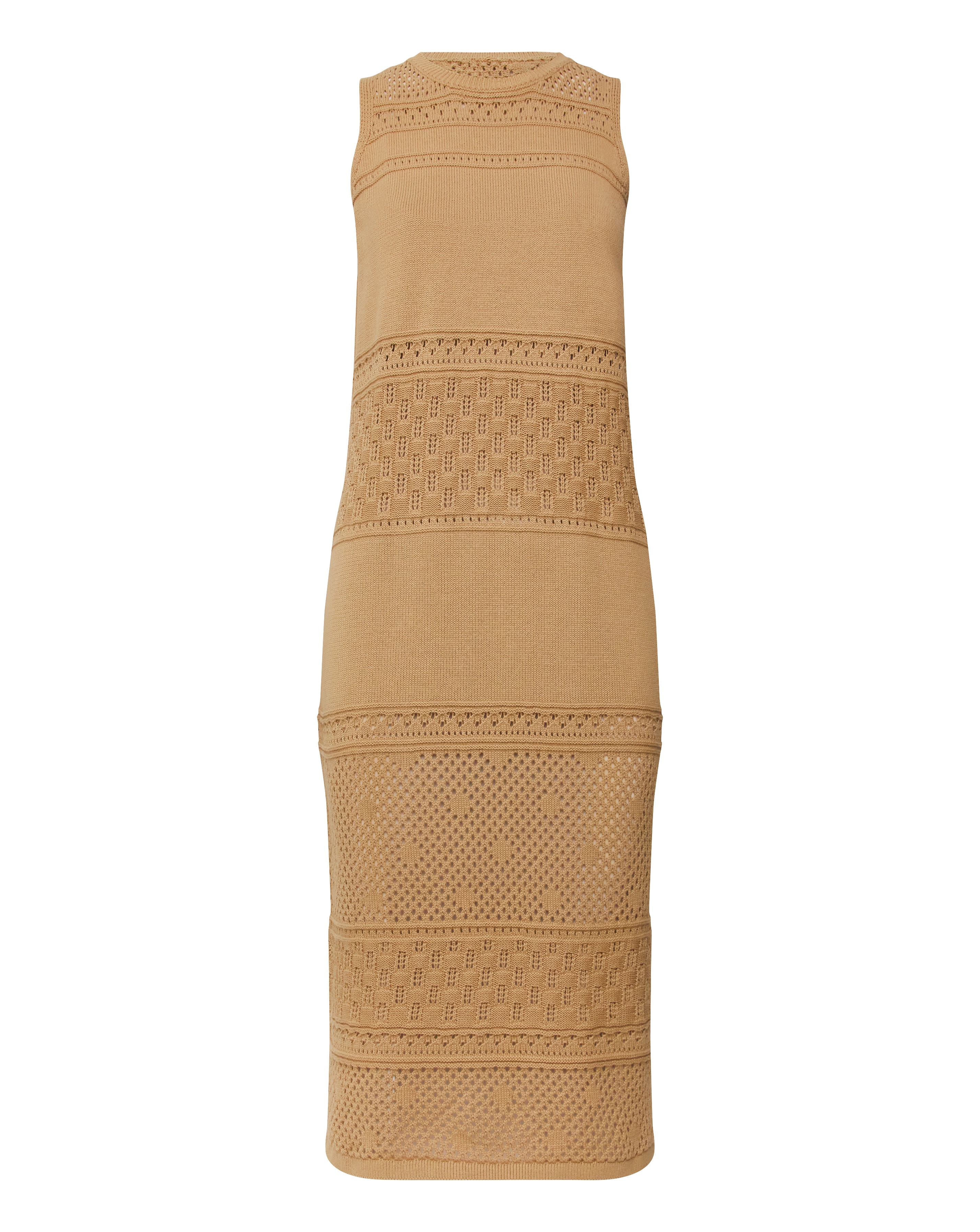 Tan Crochet Midaxi Dress