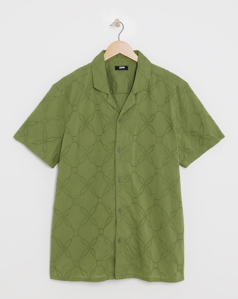 Cuban Collar Embroidery Shirt