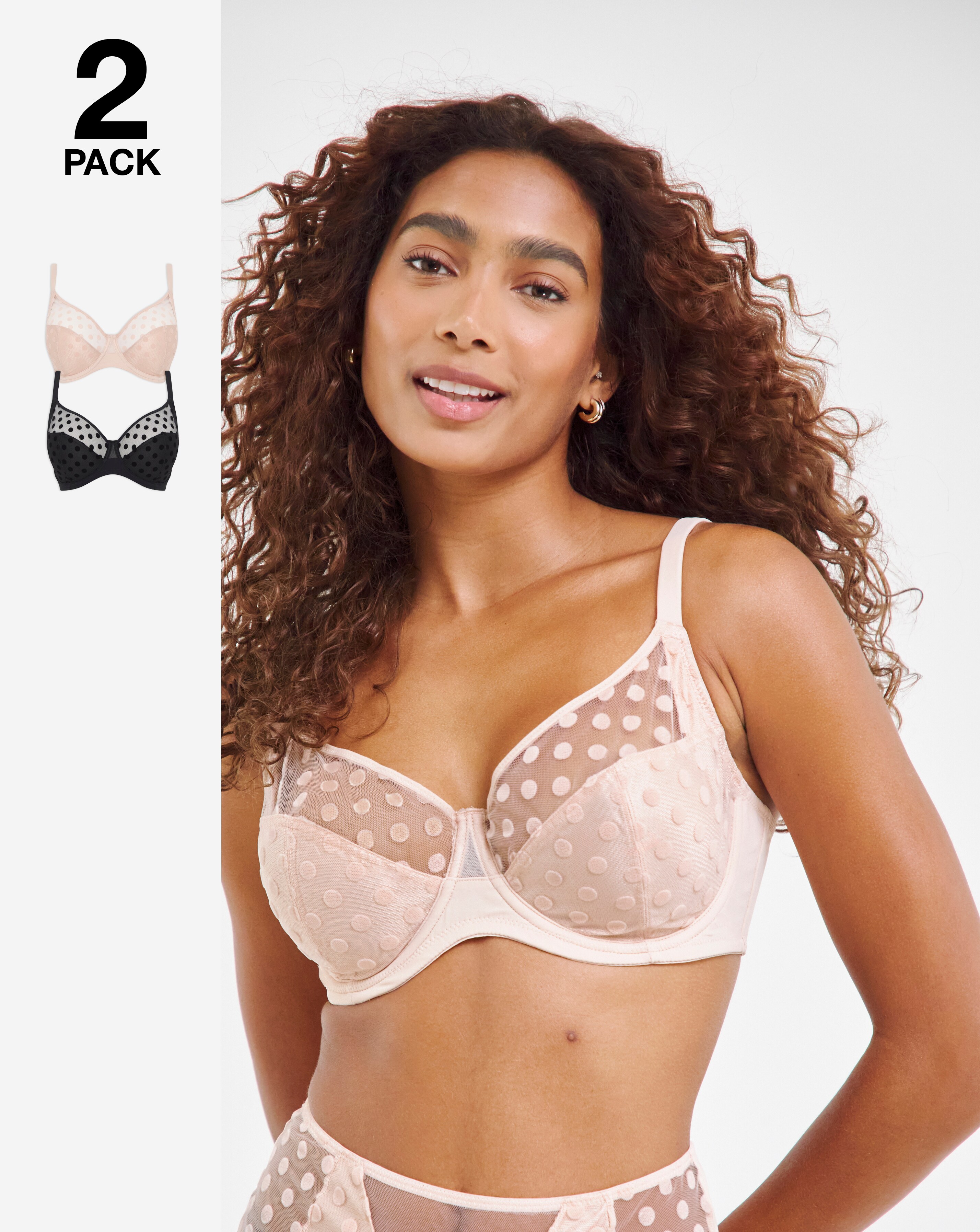 2 Pack Hannah Everyday Spot Mesh Bras
