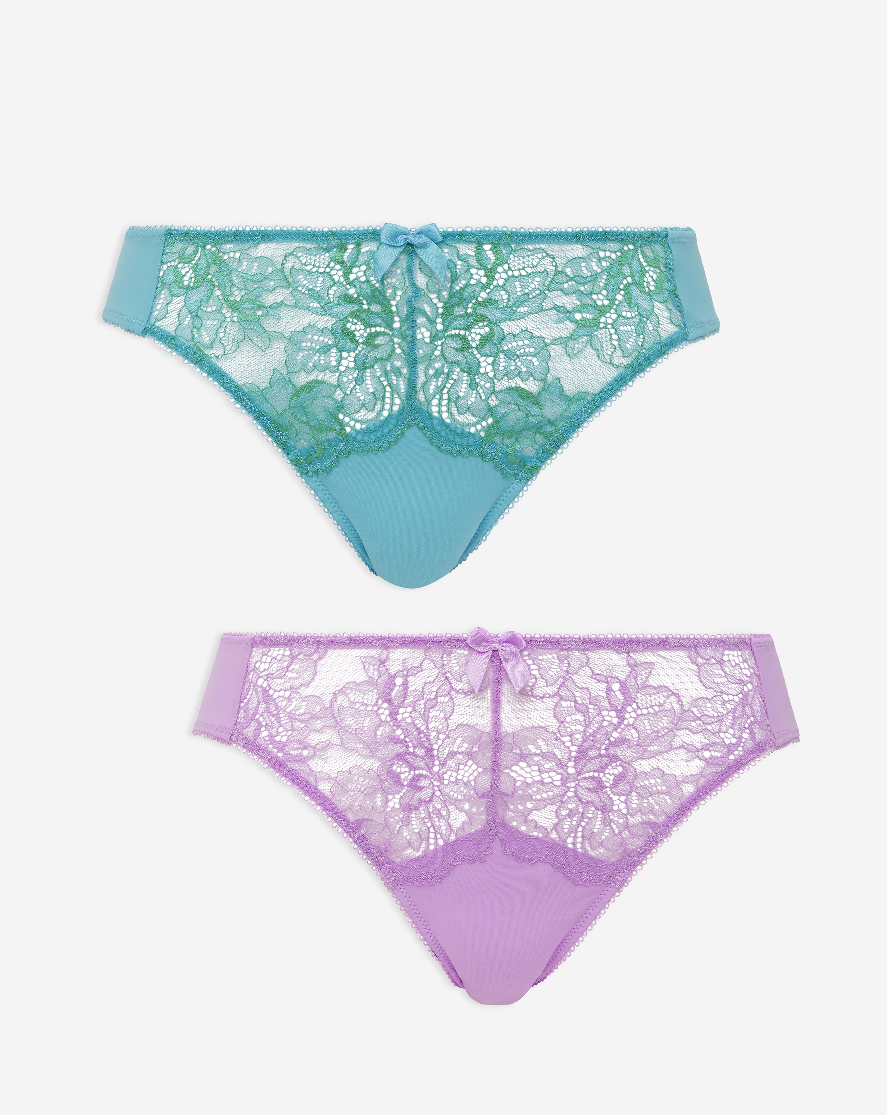 2 Pack Ella Lace Midi High Leg Briefs