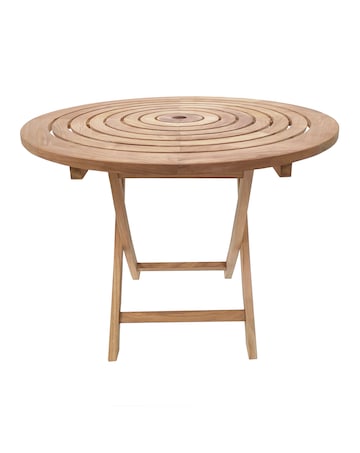 Charles Bentley Teak Wooden Round Garden Dining Table - 4 Seater