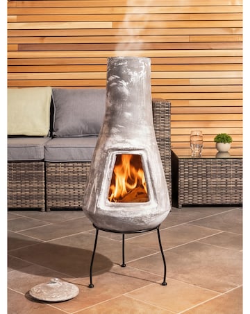Charles Bentley Light Grey Clay Chiminea