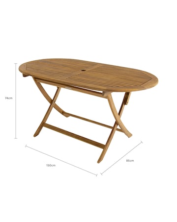 Charles Bentley Wooden Oval Folding Dining Table - 6 Seater
