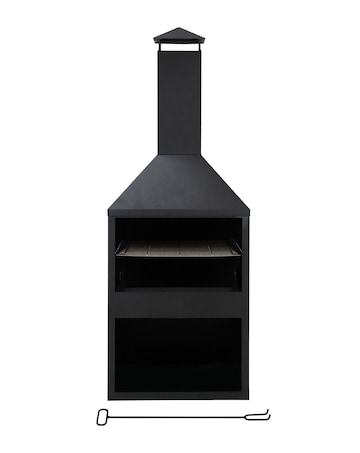 Charles Bentley Square Black Steel BBQ Chiminea