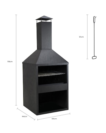 Charles Bentley Square Black Steel BBQ Chiminea