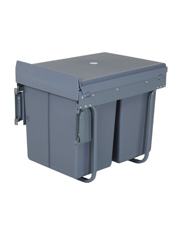 Charles Bentley 2 Compartment Cupboard Pull Out Bin 2 x 20L (40L Capacity)