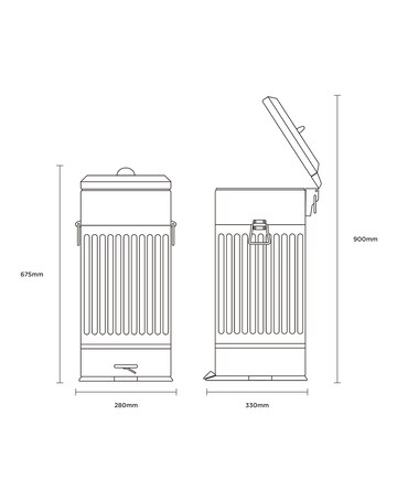 Charles Bentley 30L Square Retro Kitchen Pedal Bin