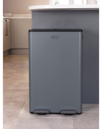 Charles Bentley 60L Double Compartment Kitchen Bin - 2x 30L