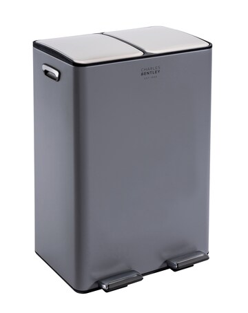 Charles Bentley 60L Double Compartment Kitchen Bin - 2x 30L