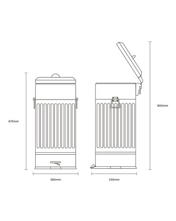 30L Square Retro Kitchen Pedal Bin