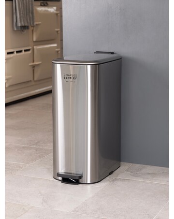 Charles Bentley 30L Slimline Rectangular Kitchen Pedal Bin