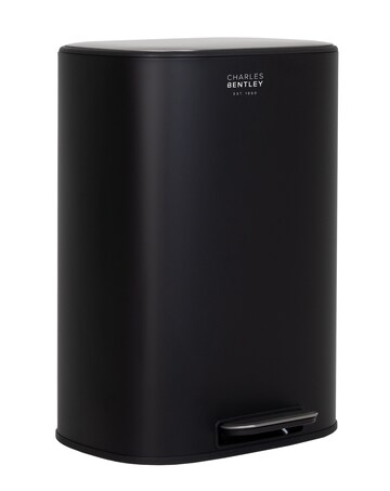 Charles Bentley 50L Black Pedal Kitchen Bin