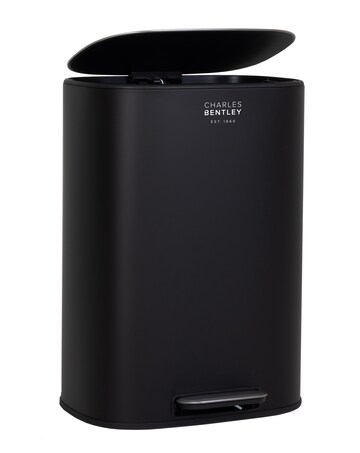 Charles Bentley 50L Black Pedal Kitchen Bin