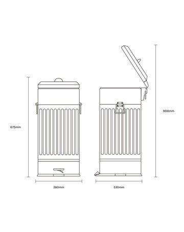 Charles Bentley 30L Square Retro Kitchen Pedal Bin