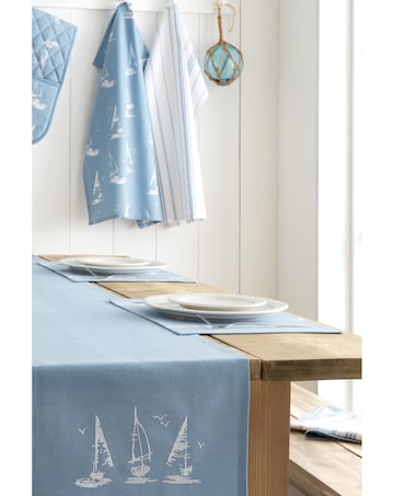 Catherine Lansfield Salcombe Boats Cotton Dining Placemat 4 Pack Blue
