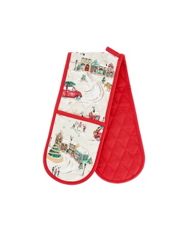 Catherine Lansfield Christmas Town Cotton Kitchen Double Oven Glove