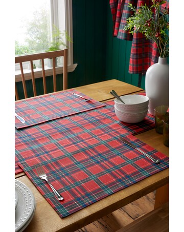 Catherine Lansfield Christmas Tartan Check Cotton Dining Placemat 4 Pack