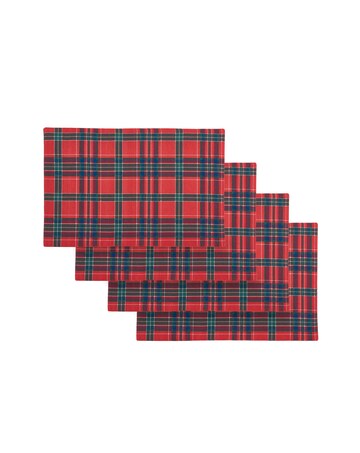 Catherine Lansfield Christmas Tartan Check Cotton Dining Placemat 4 Pack