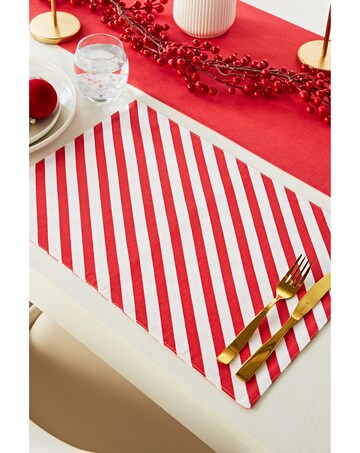 Catherine Lansfield Christmas Candy Cane Cotton Dining Placemat 4 Pack