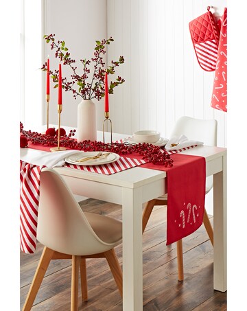 Catherine Lansfield Christmas Candy Cane Cotton Dining Placemat 4 Pack
