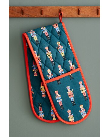 Catherine Lansfield Christmas Nutcracker Cotton Kitchen Double Oven Glove