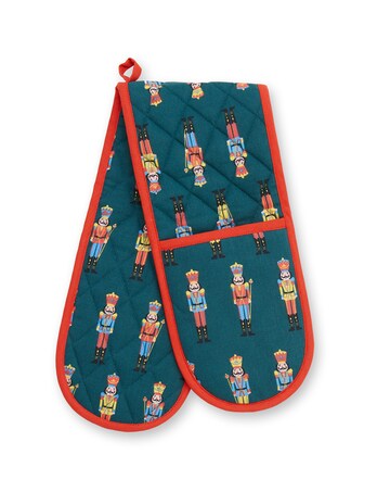 Catherine Lansfield Christmas Nutcracker Cotton Kitchen Double Oven Glove