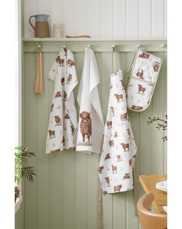 Catherine Lansfield Angus Highland Cow Cotton Kitchen Double Oven Glove