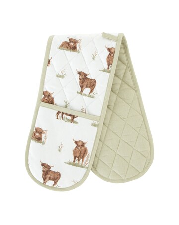 Catherine Lansfield Angus Highland Cow Cotton Kitchen Double Oven Glove