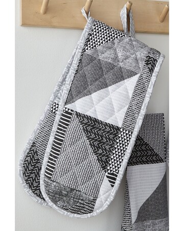 Catherine Lansfield Larsson Geo Cotton Kitchen Double Oven Glove