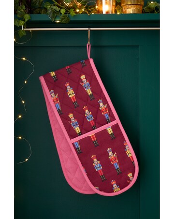 Catherine Lansfield Christmas Nutcracker Cotton Kitchen Double Oven Glove