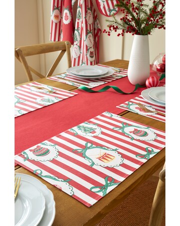 Catherine Lansfield Christmas Vintage Stripe Cotton Dining Placemat 4 Pack