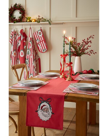 Catherine Lansfield Christmas Vintage Stripe Cotton Dining Placemat 4 Pack