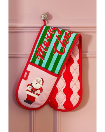 Eleanor Bowmer Santa Cotton Kitchen Double Oven Glove