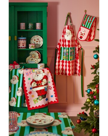 Eleanor Bowmer Santa Cotton Kitchen Double Oven Glove