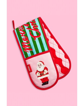 Eleanor Bowmer Santa Cotton Kitchen Double Oven Glove