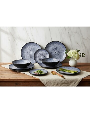 12pc Blue & Purple Reactive Glaze Dinner