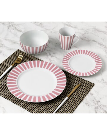 12pc Burgundy Stripe Dinner Set