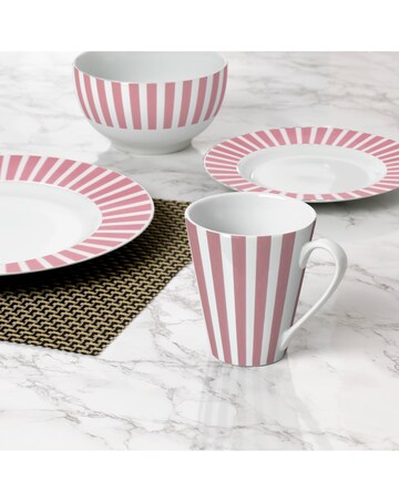 12pc Burgundy Stripe Dinner Set