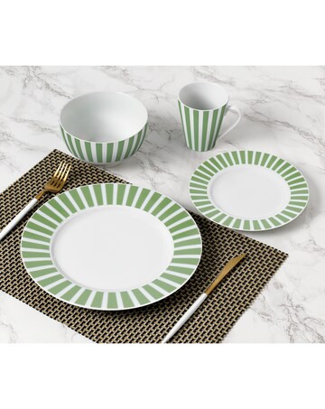 16pc Green Stripe Dinner Set