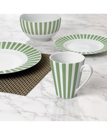 16pc Green Stripe Dinner Set