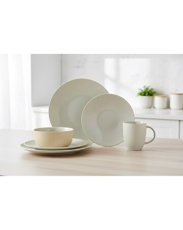 16pc Reactive Glaze Cream Dinner Set