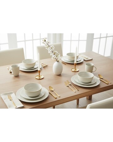 16pc Reactive Glaze Cream Dinner Set